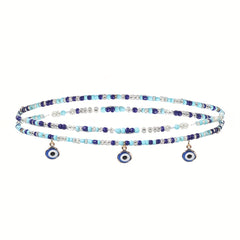 Bohemian Demon Eye Metal Beads Anklets