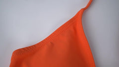 Solid V Neck Bikini Set Spaghetti Straps High Stretch Two Pieces Swimsuit