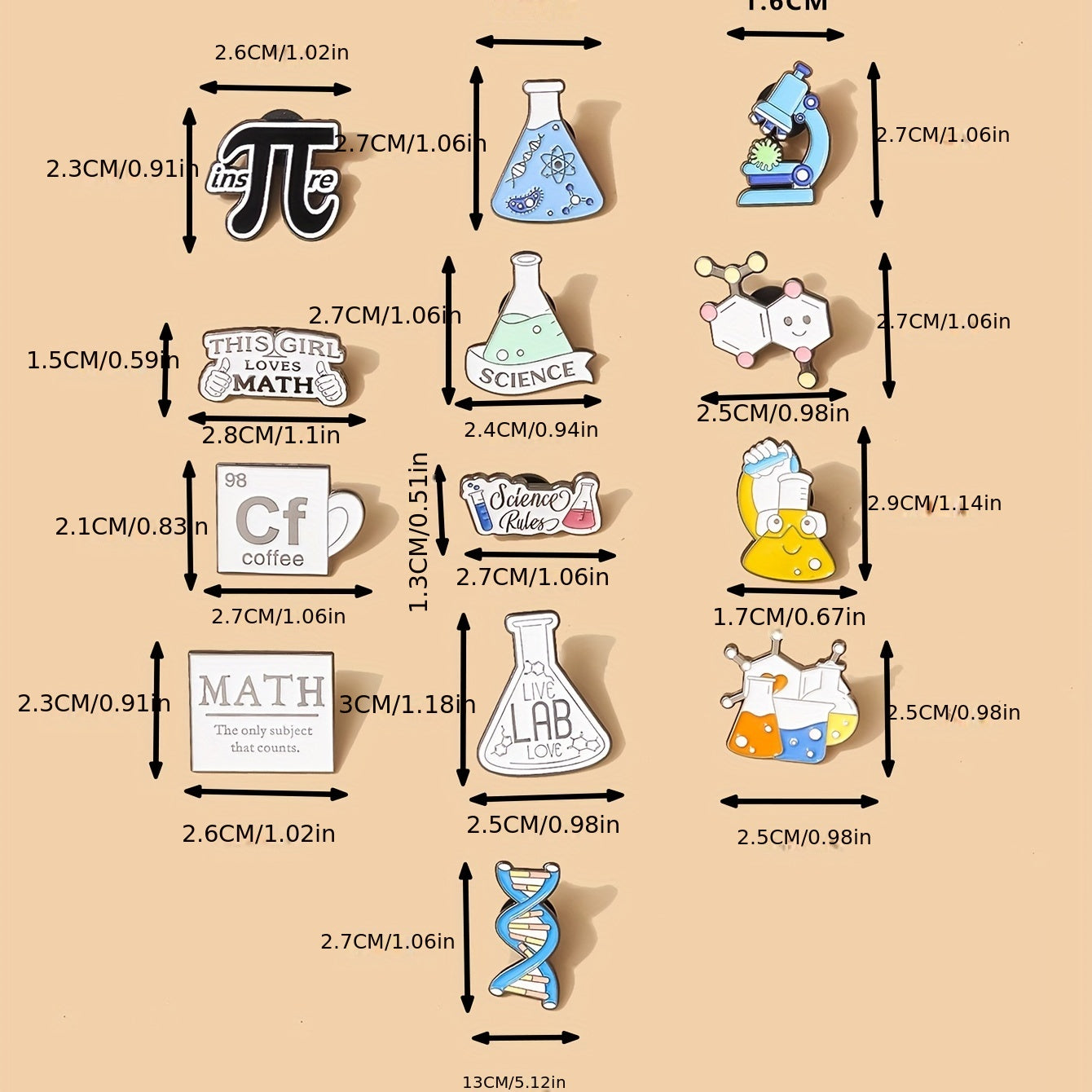Chemistry Lab Element Brooch Pin