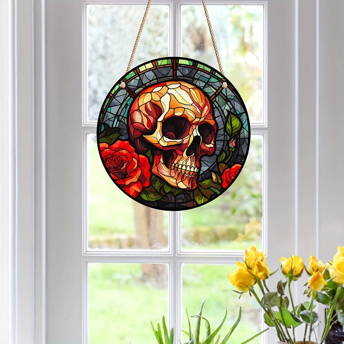 Skull Suncatcher Halloween Decor