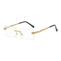 Metal Rimless Sunglasses Serpentine Small Square Sun Glasses Outdoor Eyewear