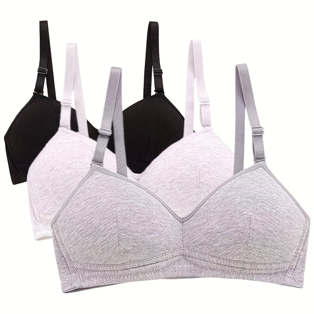 3pcs Teen Seamless Wireless Bras Comfy Running Workout Bra Women's Lingerie
