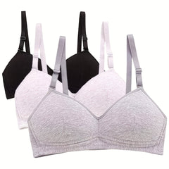 3pcs Teen Seamless Wireless Bras Comfy Running Workout Bra Women's Lingerie