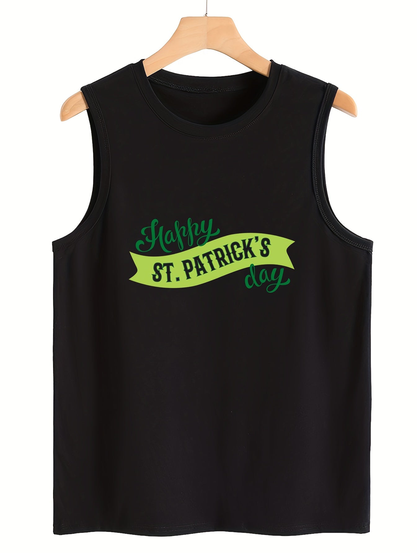 Letter Print Sleeveless Sports Vest Round Neck Stretchy Top