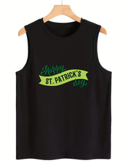 Letter Print Sleeveless Sports Vest Round Neck Stretchy Top