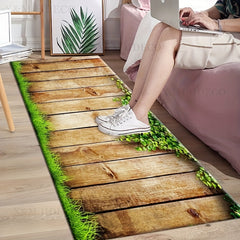 Quick Drying Non Slip Wooden Print Area Rug for Hallway Kitchen