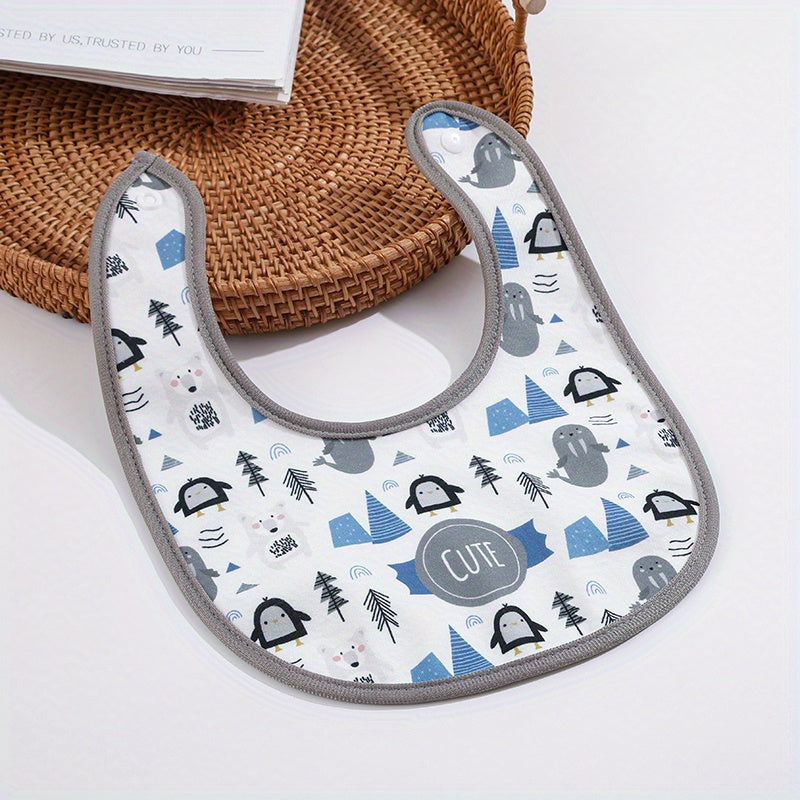 Boys Cartoon Cotton Bib Reusable Towel Bib Cloth Absorbent Skin-friendly Bib
