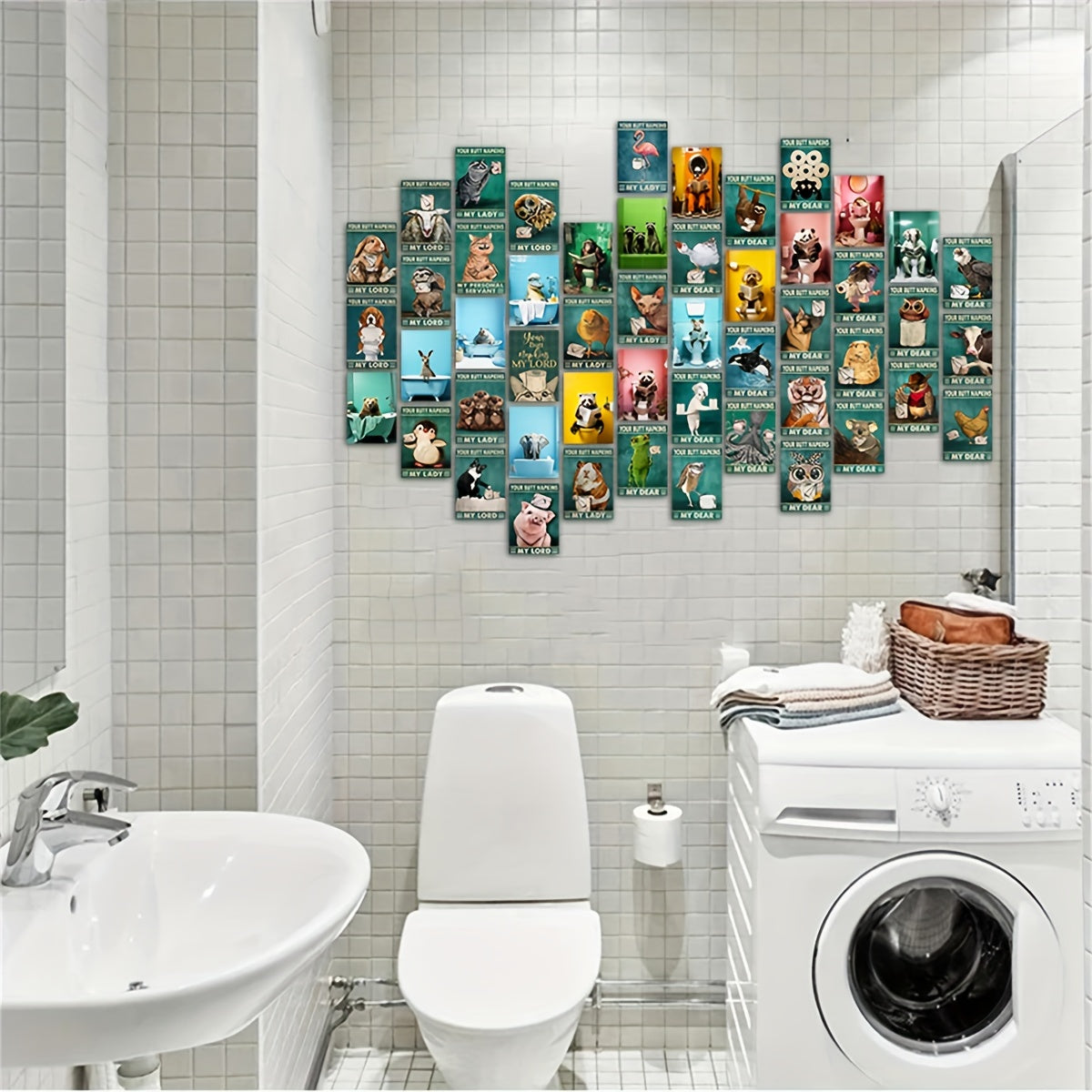 50pcs Postcard Collage Kit Animals Wall Decor Room Funny Toilet Picture