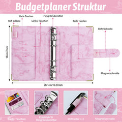 Budget Planner Binder A6 Faux Leather Marble Cover Financial Method Budget Book