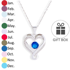 Zirconia Birthstone Love Pendant Stainless Steel Necklace For Women