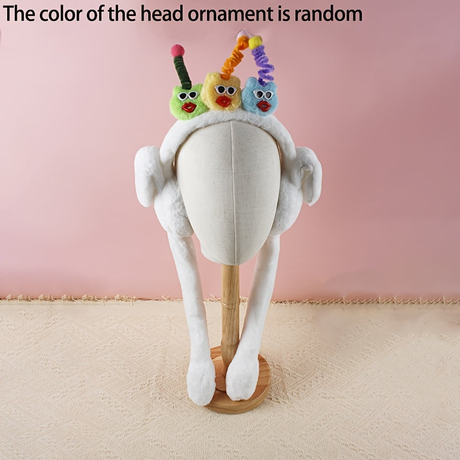 Quirky Plush Earmuffs with Movable Dolls for Couples