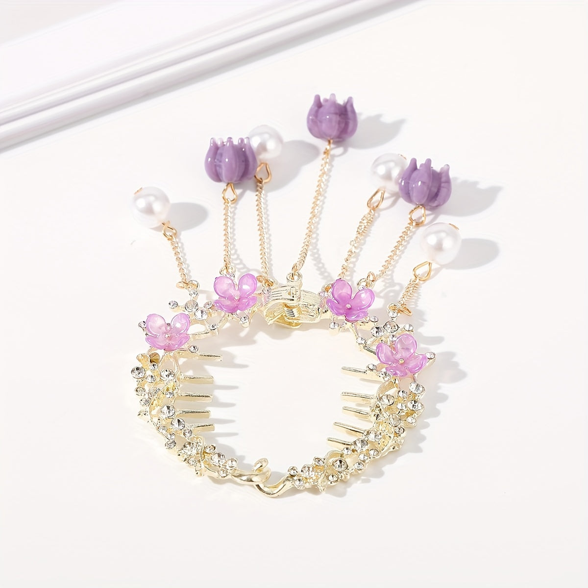 Tassel & Flower Hair Claw Rhinestone Hair Clip