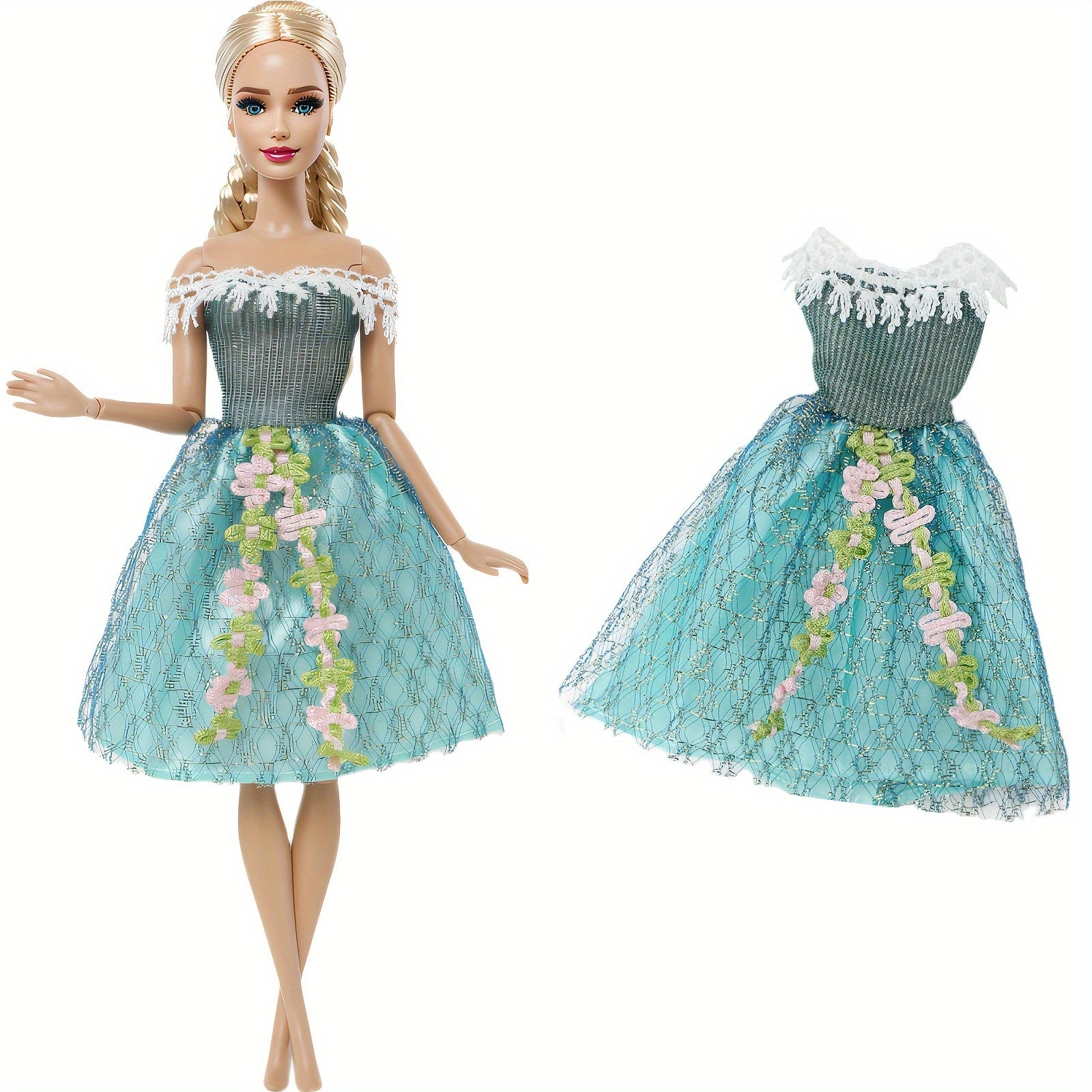 7pcs Doll Princess Dress Bag for 11.5in Doll, Christmas Birthday