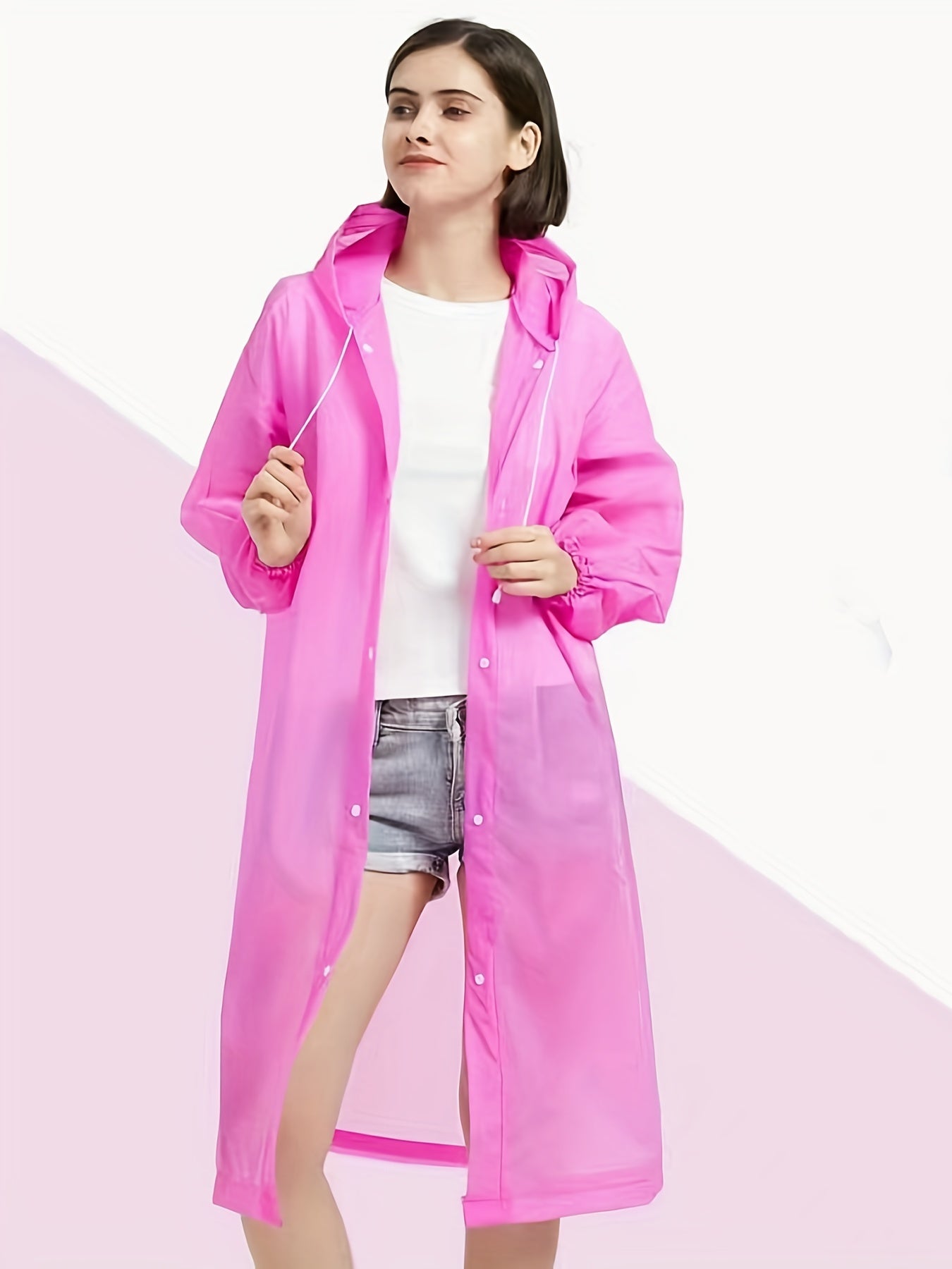 Reusable Rain Poncho for Adults with Hood