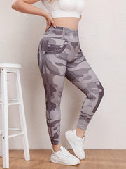 Women's Plus Camo Skinny Trousers High Rise Stretch Pants