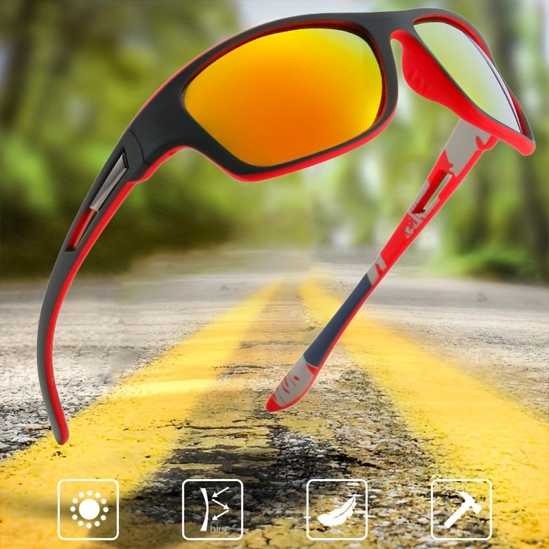 Sun Protection Square Frame Sports Sunglasses Colorful Lens PC Glasses
