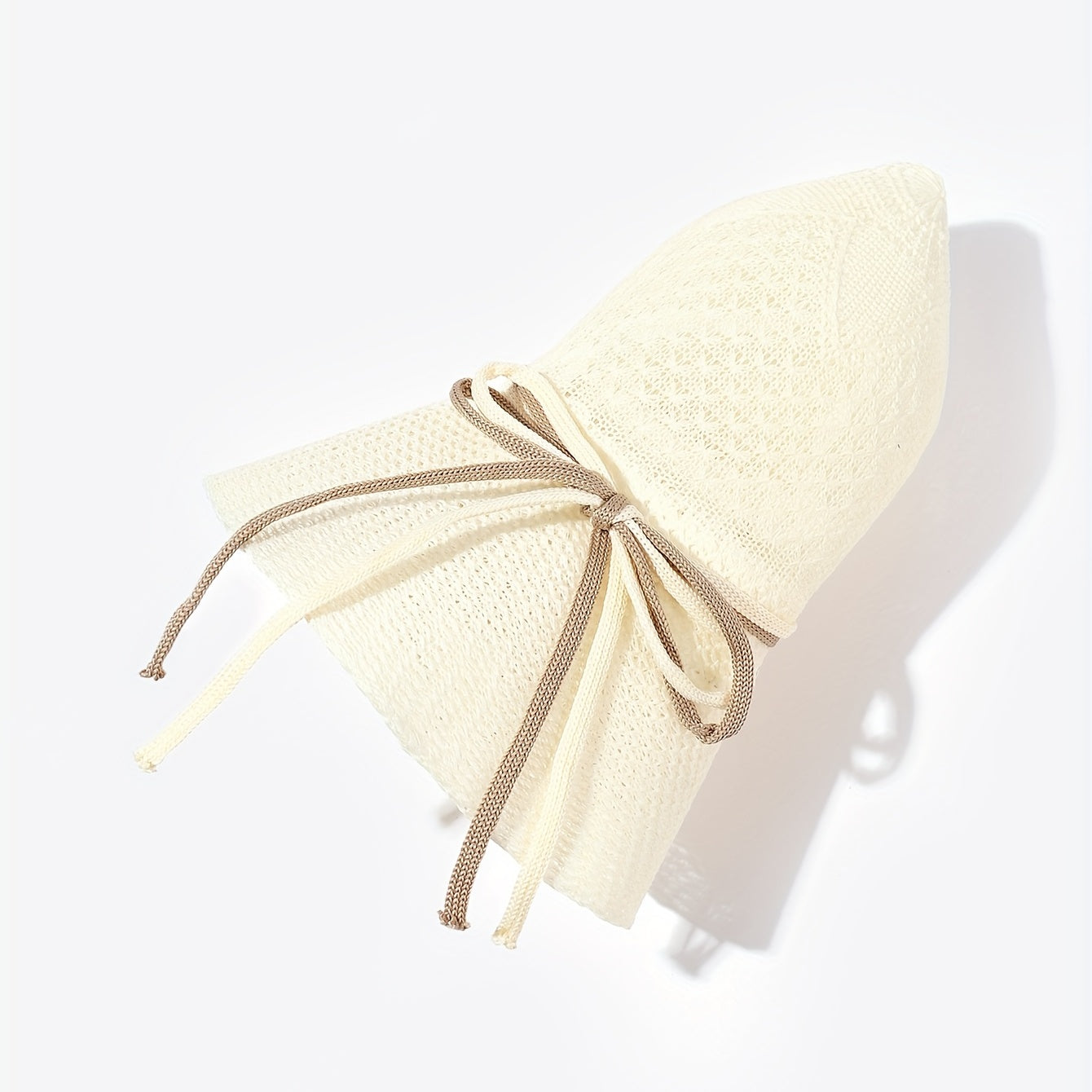 Crochet Sun Hat Hollow Out Basin Hat Rope Bowknot Travel Beach Hat