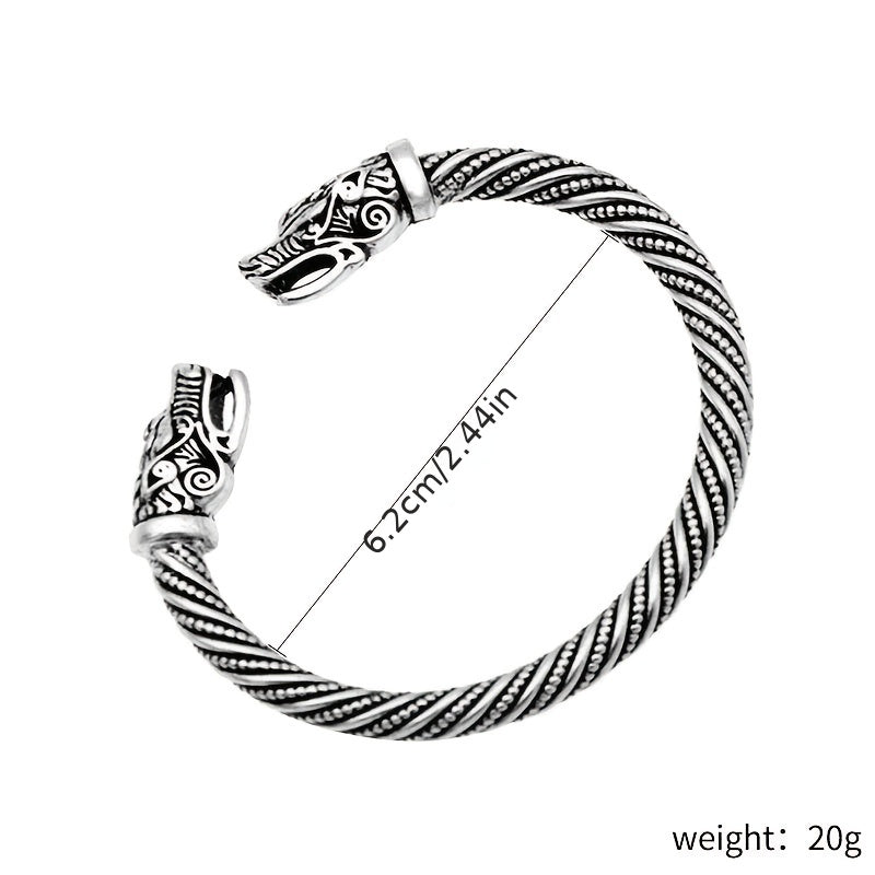 Vintage Nordic Men's Dragon Head Bangle Open Bracelet