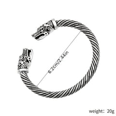 Vintage Nordic Men's Dragon Head Bangle Open Bracelet