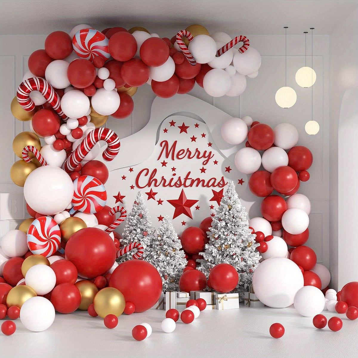 Red Golden Balloon Garland Arch Kit Christmas Birthday Wedding