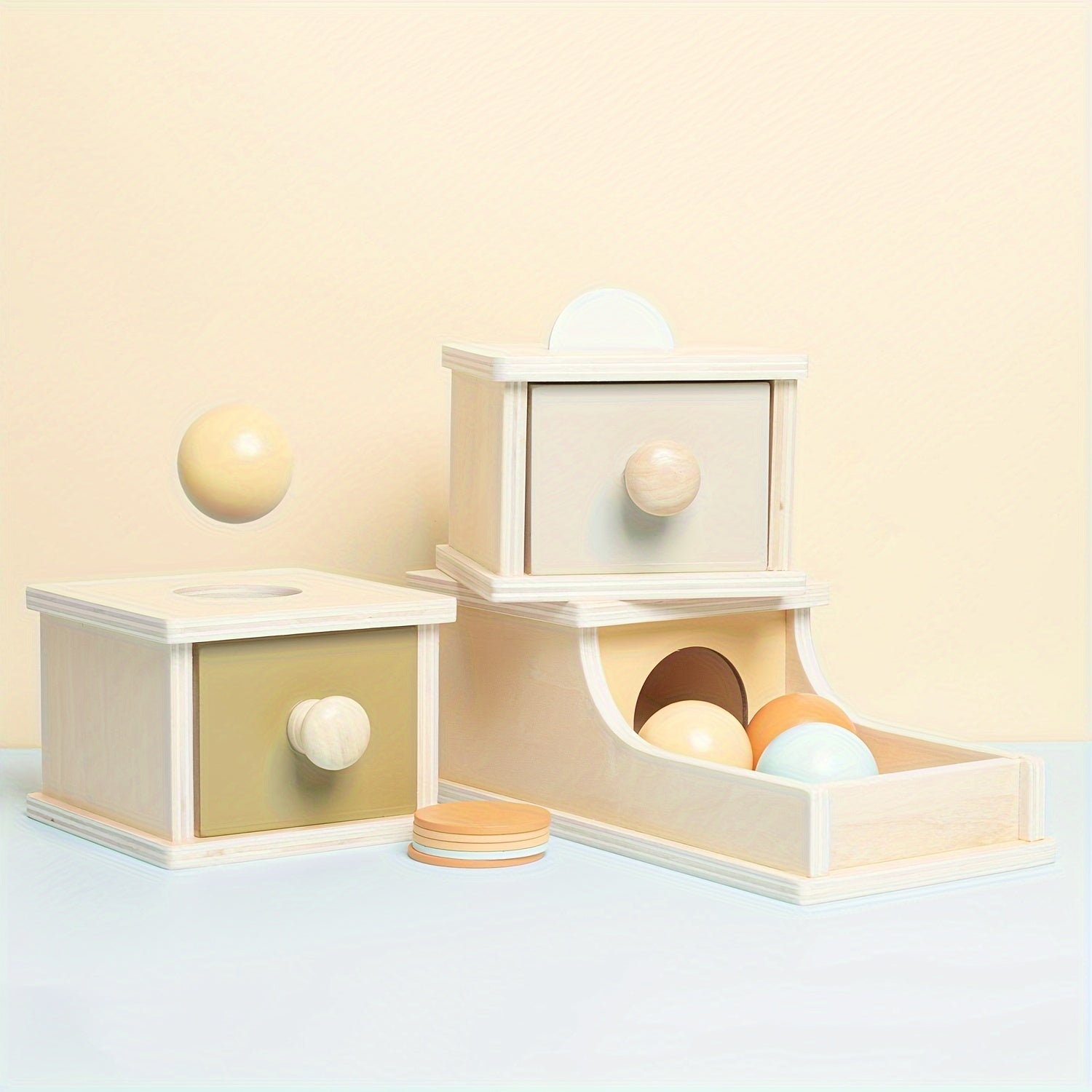 Montessori Coin&Ball Box Toys Object Permanence Toys For Toddlers