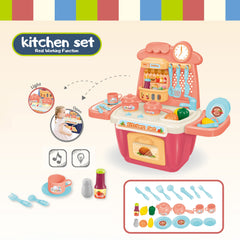 22Pcs Kids Kitchen Playset w/ Lights & Sounds - Realistic Pretend Play Food