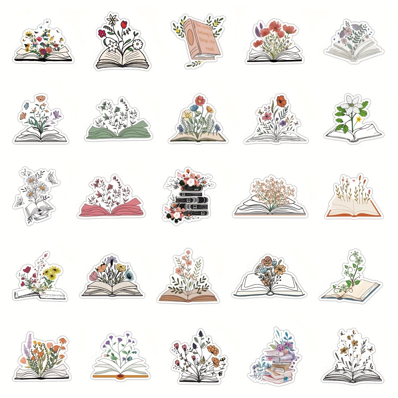 50pcs Reading Book Stickers Vinyl Decals for Journals Water Bottles Laptops Car