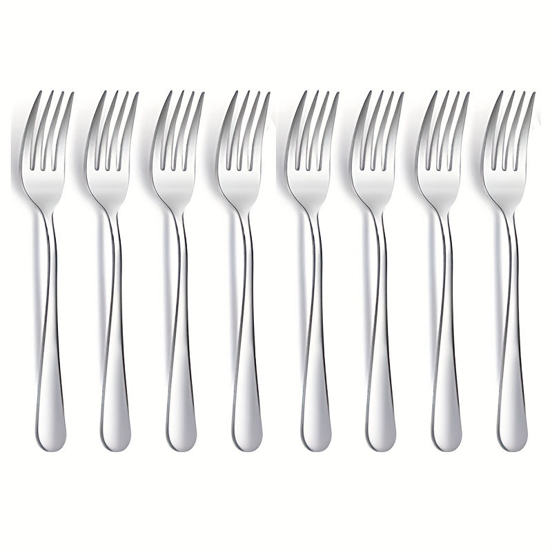8pcs Serving Forks Set Stainless Steel Dinner Forks Durable Mirror Polishing