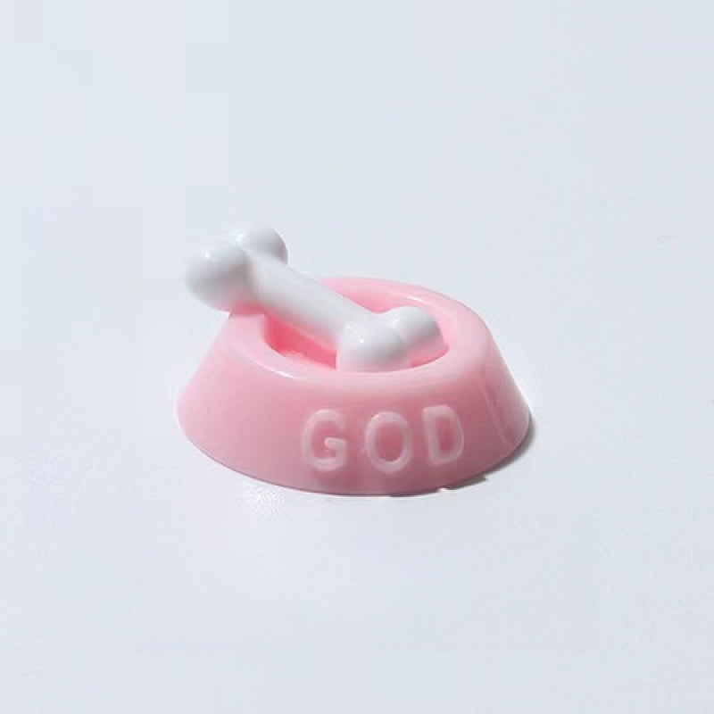 1pc Dog Bowl Figurine Resin GOD Embossed Micro Garden Decor Display Models