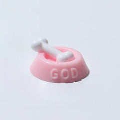1pc Dog Bowl Figurine Resin GOD Embossed Micro Garden Decor Display Models