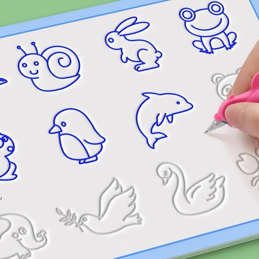 Set of 4 Reusable Drawing Books for Writing Practice - Ages 4+