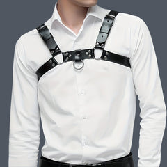 Men's Gothic Leather Suspenders for Stage Performance