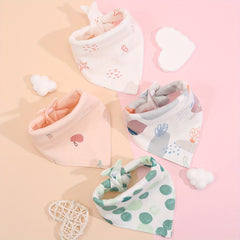 4pcs Baby Muslin Bibs Cotton Print Burp Cloths For Boys Girls