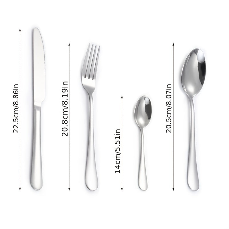 24pcs Stainless Steel Cutlery Flatware Set Mirror Polished