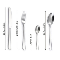 24pcs Stainless Steel Cutlery Flatware Set Mirror Polished
