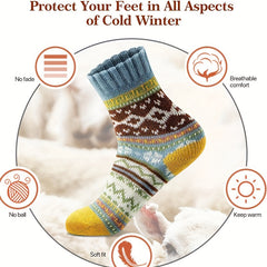 5 Pairs Men's Winter Wool Socks Cozy Christmas Warm Soft Thick Socks