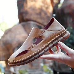 Men's Hollow Out Stitched Sandals Non Slip Comfortable Beach Shoes