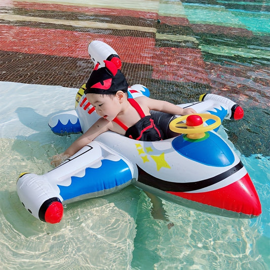 Inflatable Pool Float Boat with Steering Wheel Airplane Shaped