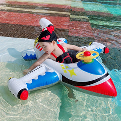 Inflatable Pool Float Boat with Steering Wheel Airplane Shaped