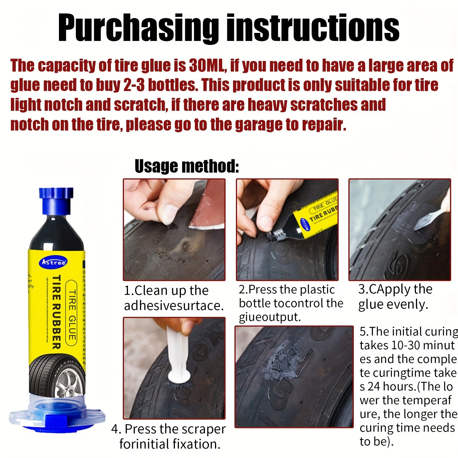30ml Tire Repair Adhesive for Motorbike Rubber Repair Glue Moto Care