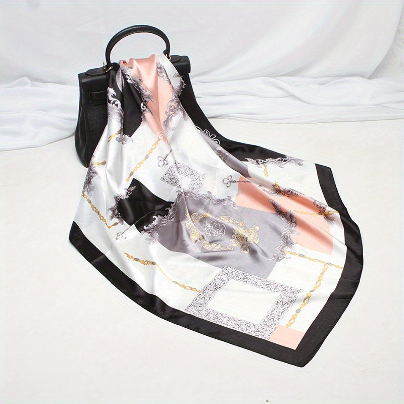 Large Satin Square Scarf Bandana Classic Print