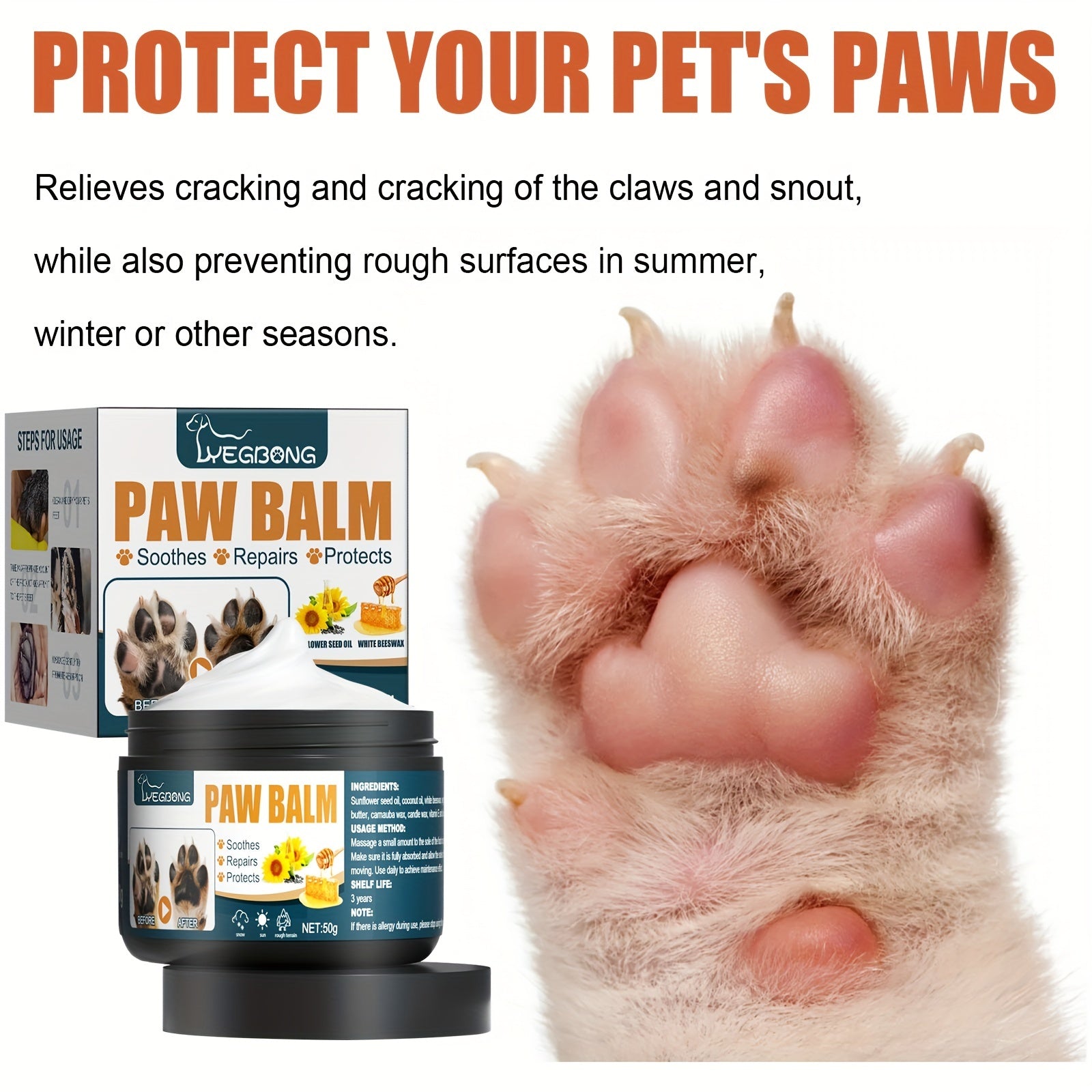 Pet Paw Balm for Dogs/Cats Soothes Dry Paws
