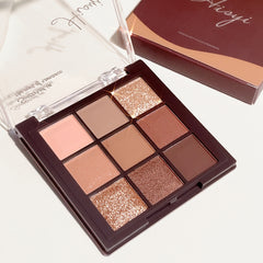 Hisyi Mocha Chocolate Eyeshadow Palette - 9 Shades Brown Nude & Golden Matte & G