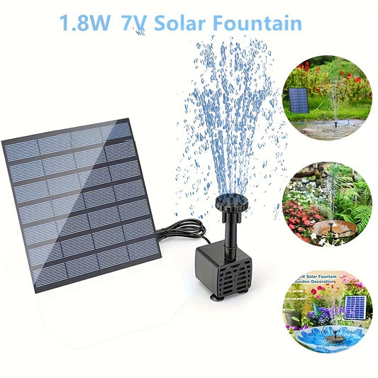 1 8W Solar Fountain Water Pump 6 Nozzles Panel Bird Bath Outdoor Fountain