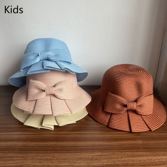 Kids Summer Sun Hats with Butterfly Knot and Small Brim