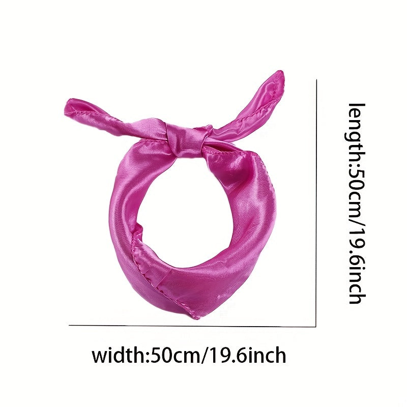 Classic Neckerchief Solid Square Scarf Satin Bandana Head Wrap Hair Accessories