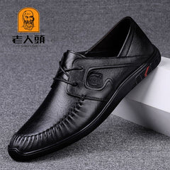 LAORENTOU Men's Leather Casual Shoes Comfortable Breathable Anti-skid
