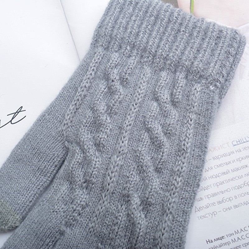Men's Knitted Plus Velvet Warm Gloves - Autumn Winter