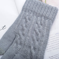 Men's Knitted Plus Velvet Warm Gloves - Autumn Winter