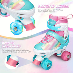 Kids Candy Roller Shoes with Buckle Four Wheeled Skate Sneakers